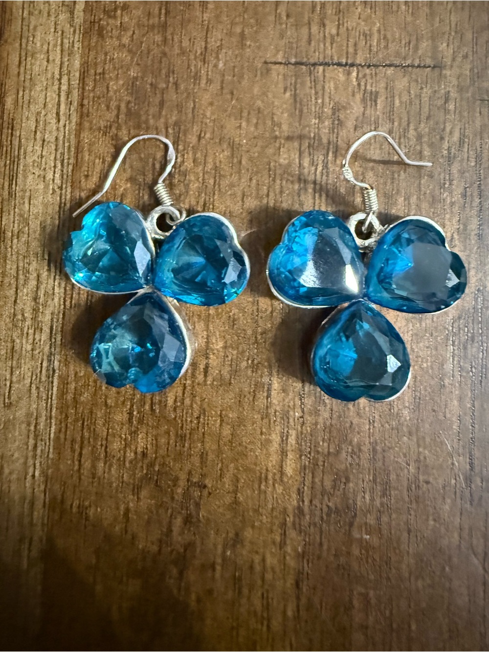 Blue Noble Topaz Crystal Clover Drop Sterling Earrings